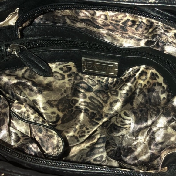 GALIAN: BLACK GEMSTONE & ANIMAL PRINT BUCKET BAG - Picture 7 of 9